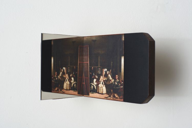 Gerard Williams. sanineMsaLLasMeninas, 2019. Wood, metal, vinyl, printed image. Photo: James Gardiner